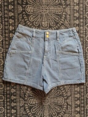High-Rise Pinstripe Shorts
